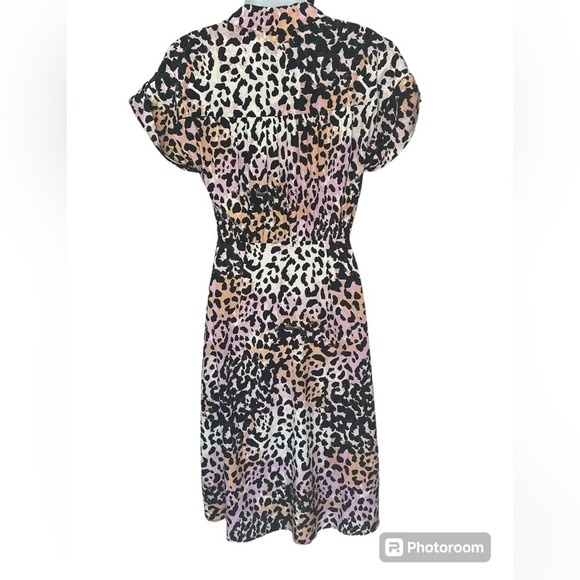 Veronica Beard Amani Watercolor Leopard short sleeve silk blend midi Dress XS/2 - Picture 6 of 12